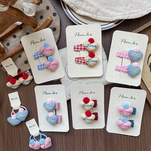 Barrettes à cheveux en tissu en forme de cœur et ensemble de chouchous pour filles