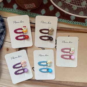 Lot de barrettes à cheveux faites main avec petits chiens en tissu de cinq couleurs