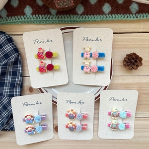 Juego de pinzas para el pelo coreanas con pompones y animales para niñas