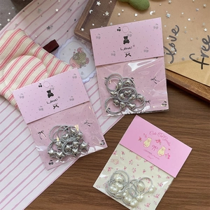 Korean Style Silver Heart Star Artificial Pearl Hair Ties For Kids Girls Sweet Elastic Ponytail Holder Hair Accessories Jewelry Gift
