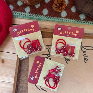 Set de barrettes et élastiques rouges à pois avec motifs cœur et étoile pour enfants