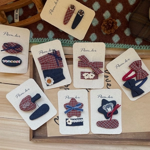 Lot de barrettes à cheveux faites main en tissu à carreaux avec dentelle pour femme