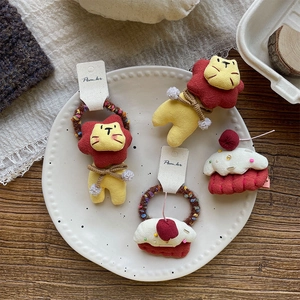 Handmade Fabric Hair Clips And Hair Ties For Kids Sweet Cake Lion Hair Accessories For Girls Toddlers Hair Ornament