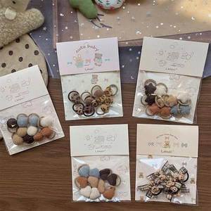 Koreanischer Stil Braun Serie Plüsch Haargummis Für Kinder Süßes Herz Stern Bär Schleife Elastische Stoff Haarbänder Mädchen Haar Accessoires