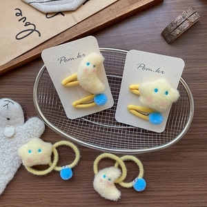 Ensemble de Barrettes Et Élastiques à Cheveux En Peluche Étoile Lune Pour Enfants Filles Accessoires Pour Cheveux En Tissu Doux