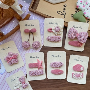 Lot de 8 paires de barrettes à cheveux roses et violettes avec paillettes pour filles