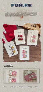 Detail showing fabric bear hair clips set dimensions and weight specifications