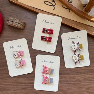Cute Cartoon Embroidery Fabric Hair Clips For Girls Korean Style Bear Rabbit Floral Sweet Hair Pins Accessories