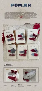 Détails de 6 paires de barrettes à cheveux en tissu rouge avec dimensions et poids