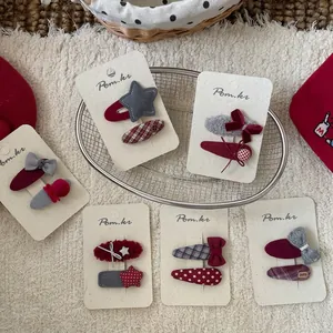 Barrettes à cheveux rouges faites main pour filles avec nœuds et motifs à pois