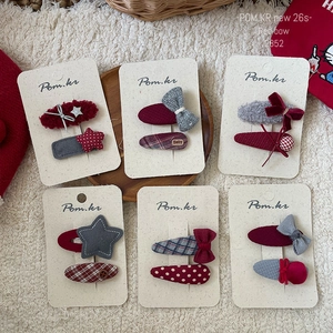 Set de barrettes à cheveux avec nœuds rouges et étoiles pour filles style coréen