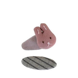 Lot de barrettes à cheveux en tissu avec lapin rose et pince ovale en sergé gris