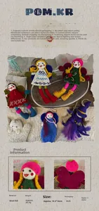 Detailed close-up of handmade wool felt doll charms with unique fairy and wizard designs
