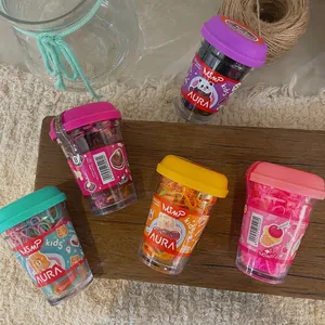 Korean Style Cute Candy Color Kids Hair Ties Disposable Elastic Rubber Bands In Mini Cup Bottle For Girls Hair Accessories