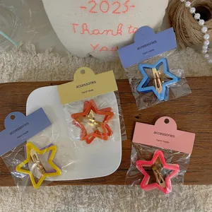 Barrettes à cheveux étoile pour enfants en orange, bleu, jaune et rose