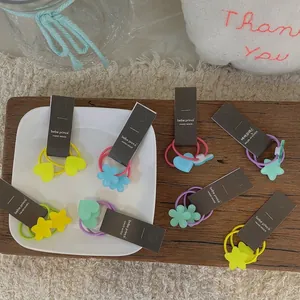 Ensemble d'élastiques à cheveux coréens faits main avec étoiles et cœurs pour enfants