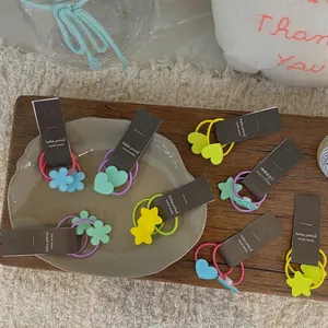 Élastiques à Cheveux Style Coréen pour Enfants Étoile Cœur Résine Élastique Scrunchies pour Filles Doux Fait Main Porte Queue de Cheval Accessoires