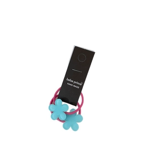 Élastiques à cheveux roses avec fleurs bleu clair pour enfants sur carte de marque