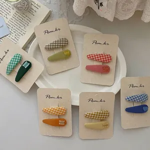 Set di 12 fermagli per capelli in tessuto scozzese stile coreano in vari colori caldi