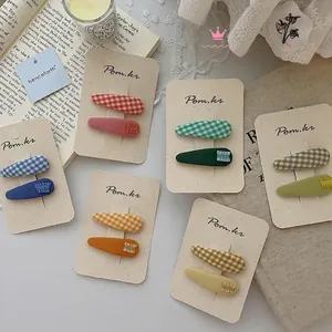 Dolci Mollette per Capelli in Tessuto a Quadri Fatte a Mano Stile Coreano Colori Caramella per Bambini Neonata Accessori per Capelli