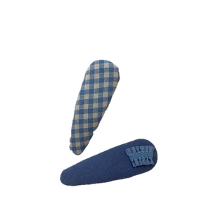 Set di due fermagli per capelli BB in tessuto con quadretti blu e volant blu navy