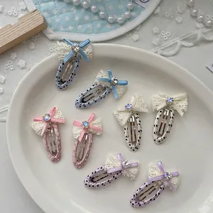 Set di 8 mollette per capelli in pizzo con strass e colori pastello per bambine e ragazze