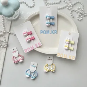 Schattige konijnen haarspeldjes en elastiekjes set voor kinderen in zachte pastelkleuren