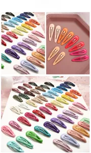 Détails des barrettes à cheveux colorées en métal en forme de goutte aux tons macaron
