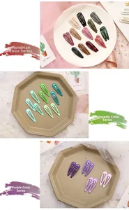 Trois jeux de barrettes BB en goutte d'eau aux couleurs Morandi, avocat et violettes