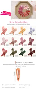 Vue détaillée des pinces à cheveux en métal coloré montrant la taille de 4,9 cm