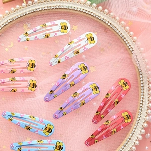 Barrettes à cheveux de 5cm imprimées avec des motifs d'abeilles et fleurs pour filles