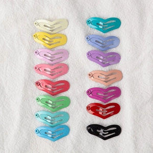 Mini 2.5cm Heart Shape Snap Hair Clips Candy Color Metal Painted Small BB Hairpins For Kids Baby Girls Pets Styling Accessories