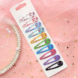 Lot de 10 barrettes à cheveux colorées pour filles avec motifs floraux sur carte support