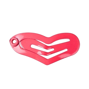 Pink heart-shaped metal BB hair clip for pets and babies, minimalist 2.5cm mini design