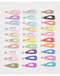 Selection of 30 colored 2cm mini pet BB hair clips in various vibrant epoxy shades