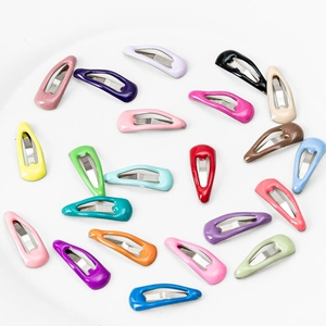 Mini Metal Snap Hair Clips Candy Color Enamel Teardrop Small BB Clips For Kids Pets Dolls Hair Decoration Hairpins Accessories