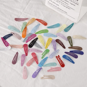 Set of 50 colorful candy-colored matte metal teardrop hair clips for girls