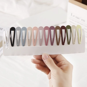 Set of 14 matte candy-colored water-drop BB hair clips in various Morandi tones