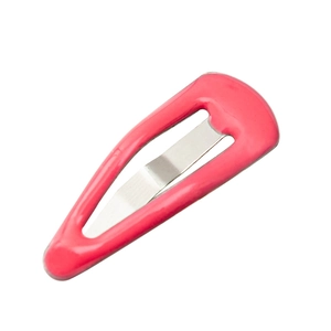 Mini peach pink metal snap hair clips for pets and dolls with glossy drop finish