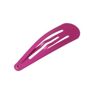 Glossy purple teardrop metal snap hair clip for kids on a clean white background