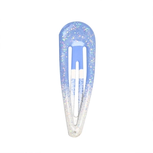 Gradient blue and white teardrop hair clip with glitter sequins for girls