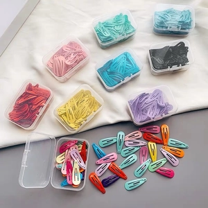 Lot de 50 barrettes à cheveux gouttes colorées aux couleurs acidulées avec boîtes de rangement