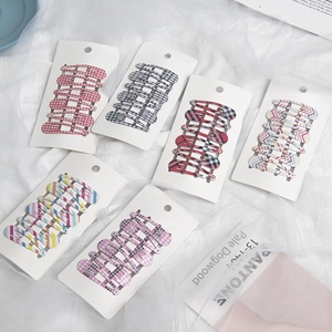 Set of 36 checkered and floral pattern BB hair clips for girls on display cards