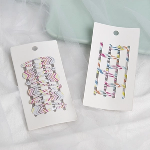 Cute Korean style plaid hair clip set for girls featuring colorful wave and stripe patterns