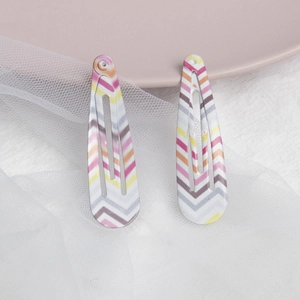 Cute Korean style rainbow striped metal BB hair clips for girls in a two-piece set