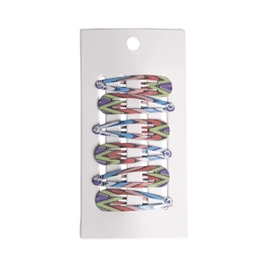 6-piece set of colorful geometric pattern metal BB hair clips for girls on white card