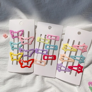 Mignon Ensemble De Barrettes À Cheveux Dessin Animé Couleur Macaron Pour Enfants Filles Alliage Laque Fruits Fleur Étoile Accessoires Cheveux