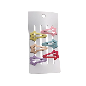 Lot de 6 barrettes à cheveux en métal en forme d'étoile mate aux couleurs de macaron