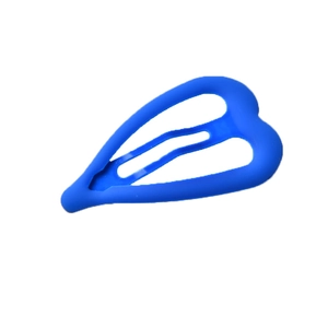 Matte blue hollow heart-shaped metal BB hair clip with smooth neon rubber coating