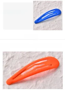 Detail of blue and orange water drop snap clips with matte rubber finish